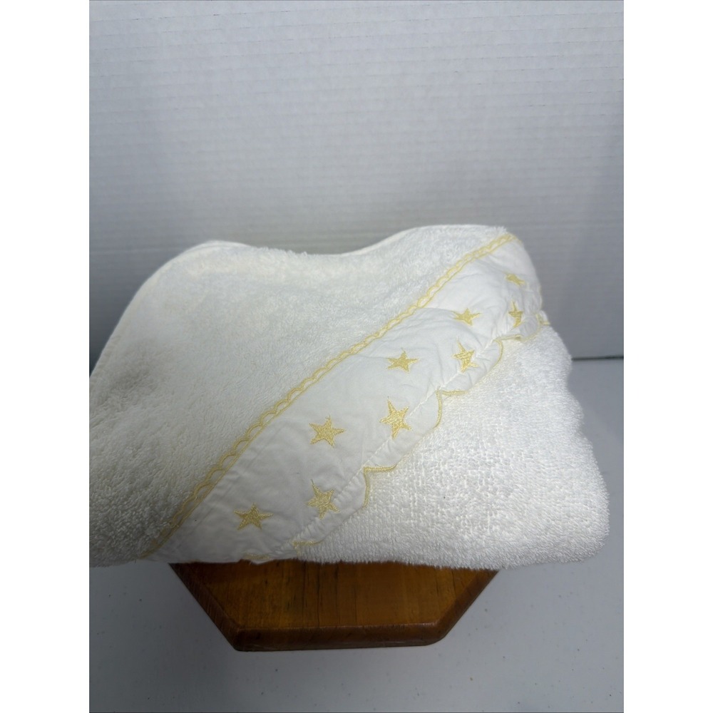Sweet William Baby Hooded Towel White‎ Yellow Stars Cotton Portugal